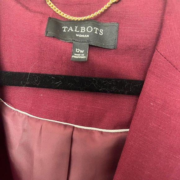 Talbots blazer burgundy linen blend womens sz 12W - Picture 11 of 11